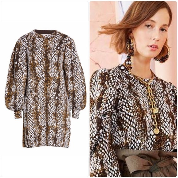 ULLA JOHNSON LINA PYTHON PRINT WOOL DRESS IN BLANC - Picture 7 of 8